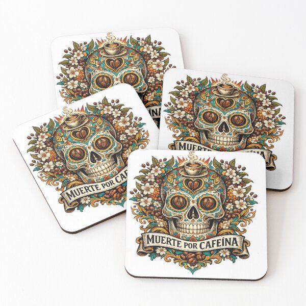 Artikelvorschau, Muerte Por Cafeína Sugar Skull Kaffeeliebhaber T-Shirt entworfen und verkauft von Threadnovax.