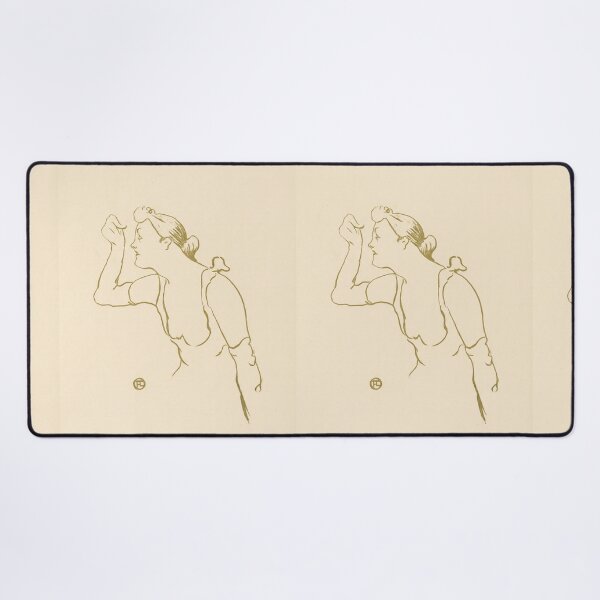 Item preview, Paula Brebion by Toulouse-Lautrec Vintage Parisian Line Art Portrait designed and sold by artofuniverse.
