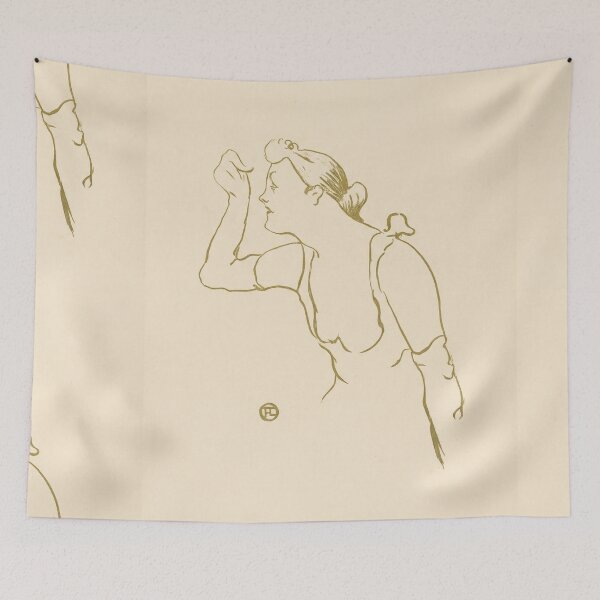 Item preview, Paula Brebion by Toulouse-Lautrec Vintage Parisian Line Art Portrait designed and sold by artofuniverse.