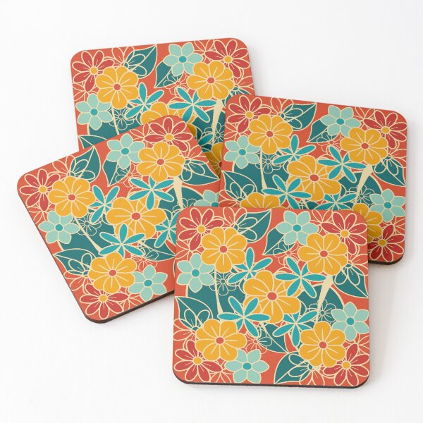 Item preview, Colourful Retro Floral Pattern 1B – Vintage Flower Design  designed and sold by StefanStudioArt.