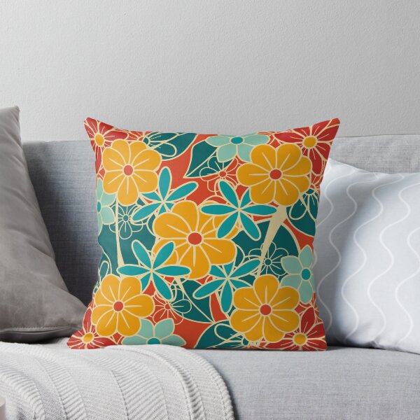 Item preview, Colourful Retro Floral Pattern 1B – Vintage Flower Design  designed and sold by StefanStudioArt.