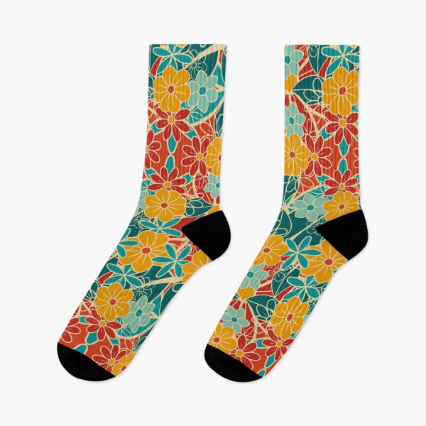 Item preview, Colourful Retro Floral Pattern 1B – Vintage Flower Design  designed and sold by StefanStudioArt.