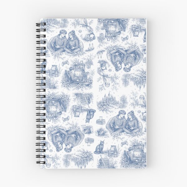 Item preview, Gamer Couple in Toile de Jouy Style - Antique Blue Engraving designed and sold by Love&Geek.