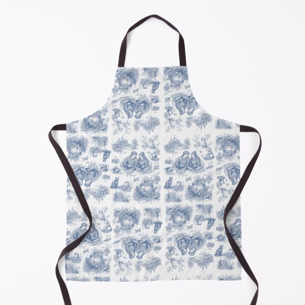 Item preview, Gamer Couple in Toile de Jouy Style - Antique Blue Engraving designed and sold by Love&Geek.