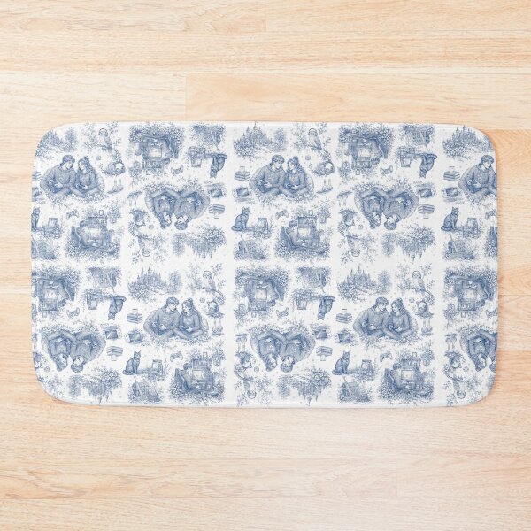 Item preview, Gamer Couple in Toile de Jouy Style - Antique Blue Engraving designed and sold by Love&Geek.