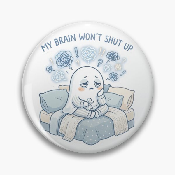 Item preview, My Brain Won’t Shut Up – Overthinking Ghost Sticker designed and sold by Elviqus Shop.