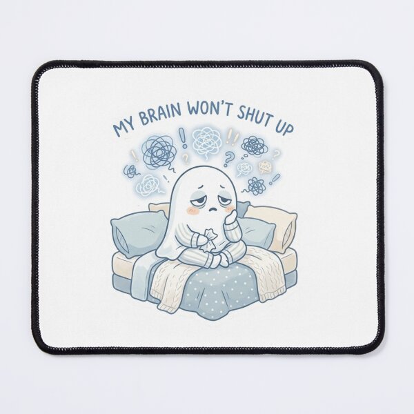 Item preview, My Brain Won’t Shut Up – Overthinking Ghost Sticker designed and sold by Elviqus Shop.