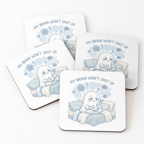 Item preview, My Brain Won’t Shut Up – Overthinking Ghost Sticker designed and sold by Elviqus Shop.