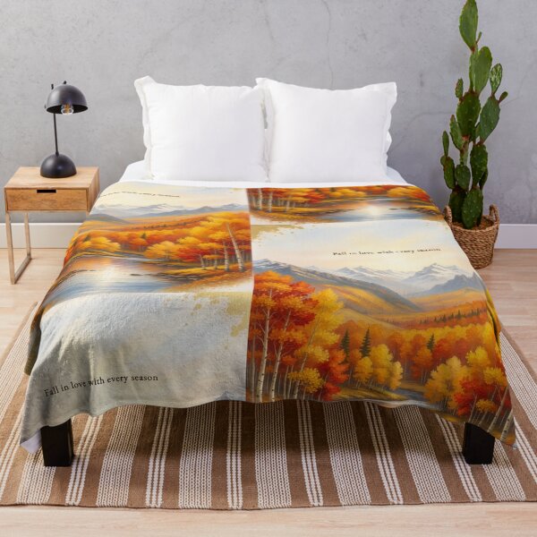 Item preview, Fall in love with every season autumn mountain valley oil painting art designed and sold by icemanphotos.