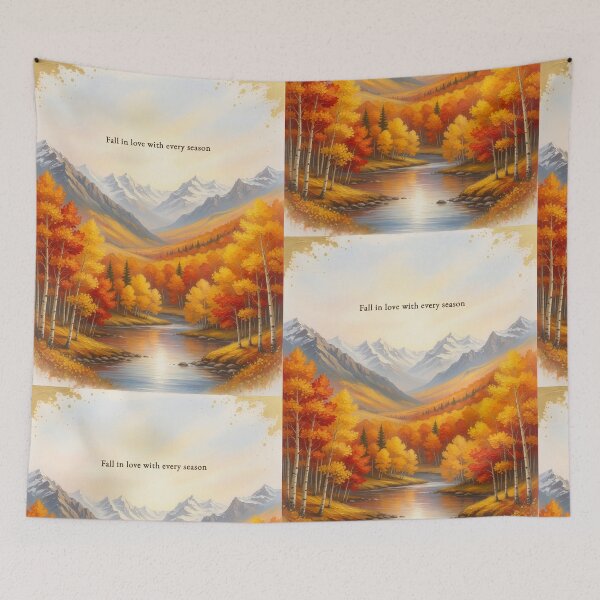 Item preview, Fall in love with every season autumn mountain valley oil painting art designed and sold by icemanphotos.