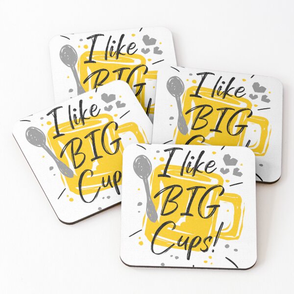 Item preview, I Like Big Cups kitchen decor white backround designed and sold by Bearlala.