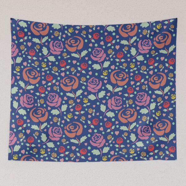 Item preview, Rose Prints on Dark Blue designed and sold by Catphonesoup.