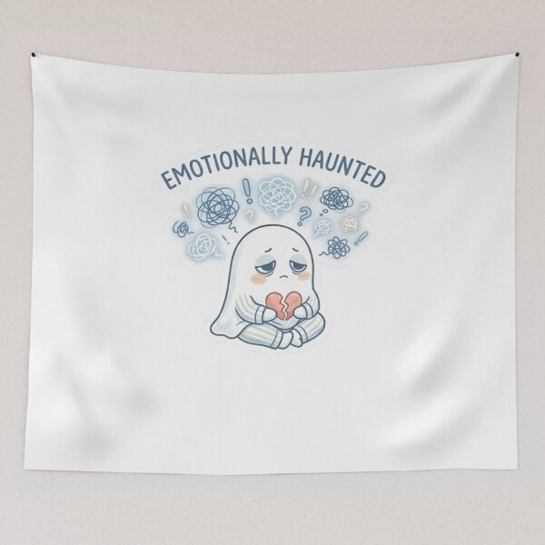 Item preview, Emotionally Haunted – Sad Cute Ghost Sticker designed and sold by Elviqus Shop.