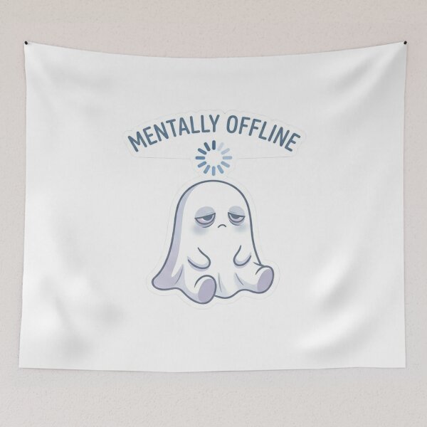Item preview, Mentally Offline – Funny Exhausted Ghost Sticker designed and sold by Elviqus Shop.