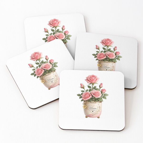 Item preview, Elegant Pink Rose Pot Sticker | Floral Aesthetic Plant Design designed and sold by Ishratparween11.