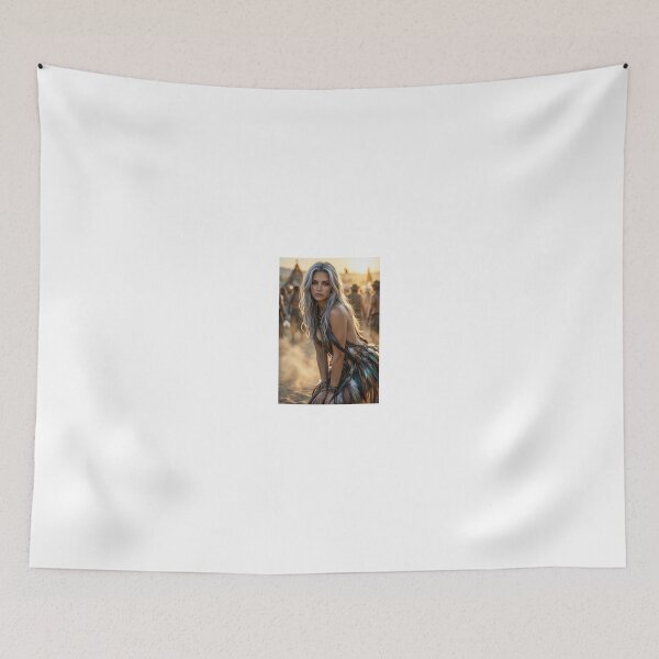 Item preview, Woman in feathered tribal attire at sunset designed and sold by CathryneDelamort.
