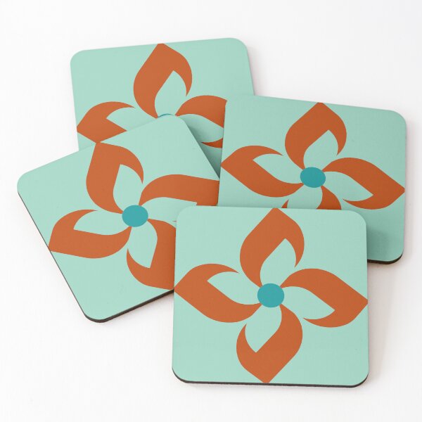 Item preview, Minimalist Abstract Flower Turquoise and Burned orange 94 | Modern and Graphic Floral Design designed and sold by StefanStudioArt.