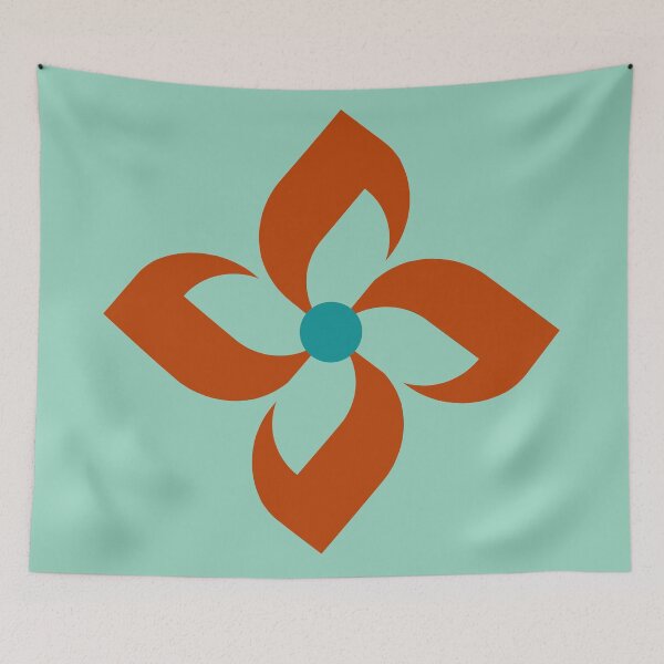 Item preview, Minimalist Abstract Flower Turquoise and Burned orange 94 | Modern and Graphic Floral Design designed and sold by StefanStudioArt.