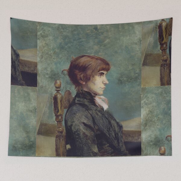 Item preview, Jeanne Wenz by Toulouse-Lautrec Vintage Contemplative Profile Portrait Art designed and sold by artofuniverse.