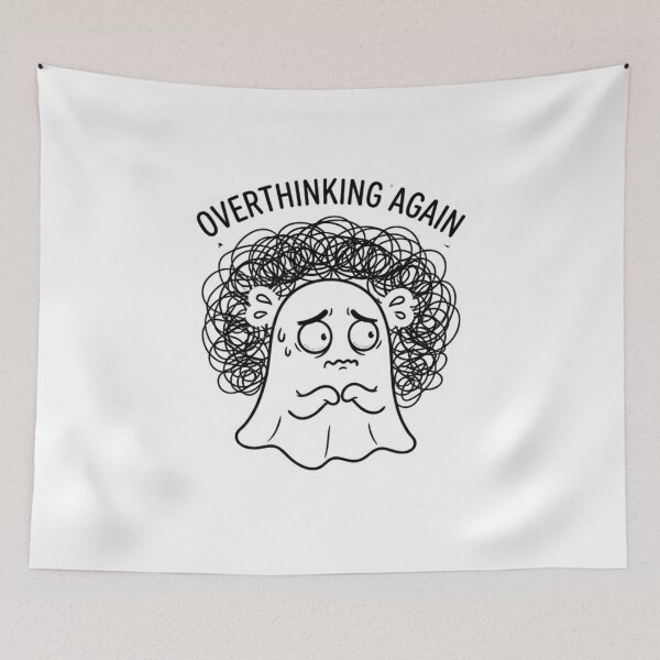 Item preview, Overthinking Again – Anxiety Ghost Sticker designed and sold by Elviqus Shop.