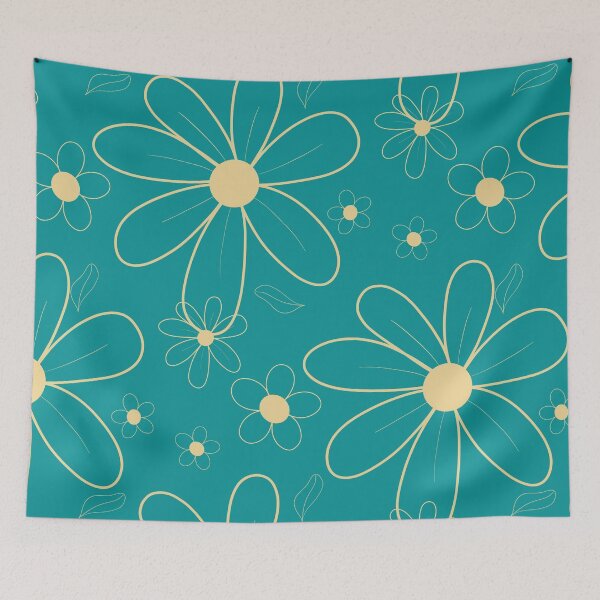 Item preview, Turquoise Field of beige Flowers 96 designed and sold by StefanStudioArt.