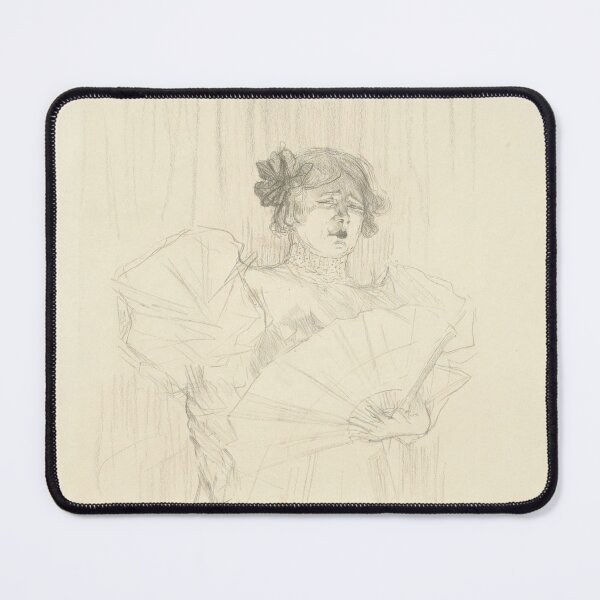 Item preview, Luce Myres with Fan by Toulouse-Lautrec Vintage Belle Époque Portrait Sketch designed and sold by artofuniverse.