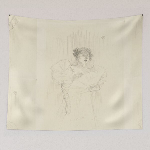 Item preview, Luce Myres with Fan by Toulouse-Lautrec Vintage Belle Époque Portrait Sketch designed and sold by artofuniverse.