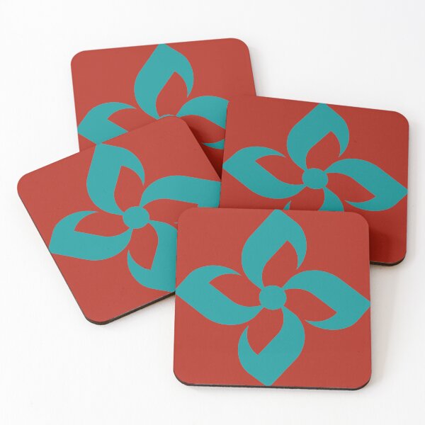 Item preview, Minimalist Abstract Flower Turquoise and Red 12 | Modern and Graphic Floral Design designed and sold by StefanStudioArt.