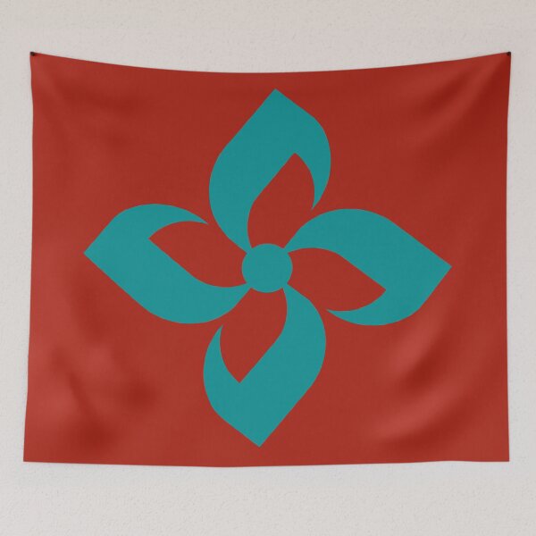 Item preview, Minimalist Abstract Flower Turquoise and Red 12 | Modern and Graphic Floral Design designed and sold by StefanStudioArt.