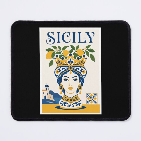 Item preview, Majestic Sicily Moorish Head Lemons Tile Art designed and sold by Beyond Destinations.