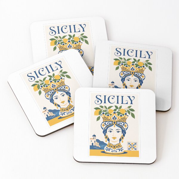 Item preview, Majestic Sicily Moorish Head Lemons Tile Art designed and sold by Beyond Destinations.