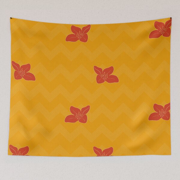 Item preview, Jacquard waves with burned Orange flowers E9 designed and sold by StefanStudioArt.