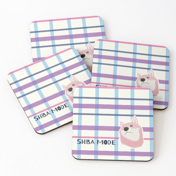 Item preview, Purple plaid with pink Shiba Inu designed and sold by ShibaCruise-On.