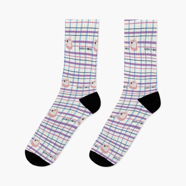 Item preview, Purple plaid with pink Shiba Inu designed and sold by ShibaCruise-On.