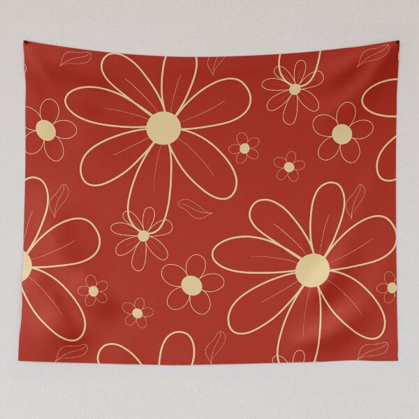 Item preview, Red Field with beige Flowers 12 designed and sold by StefanStudioArt.