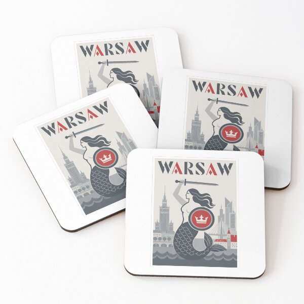 Item preview, Warsaw Mermaid Iconic Skyline Travel Poster designed and sold by Beyond Destinations.