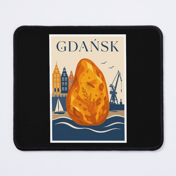 Item preview, Vintage Gdańsk Poland Baltic Amber Travel Poster designed and sold by Beyond Destinations.