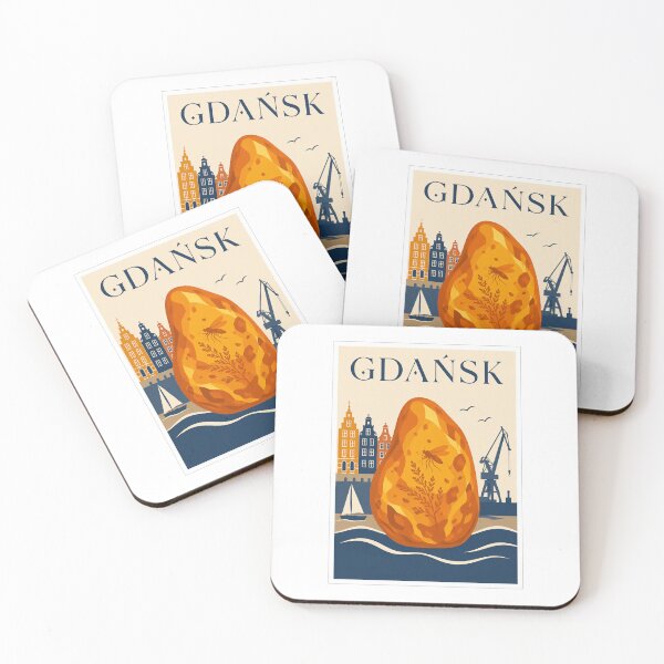 Item preview, Vintage Gdańsk Poland Baltic Amber Travel Poster designed and sold by Beyond Destinations.