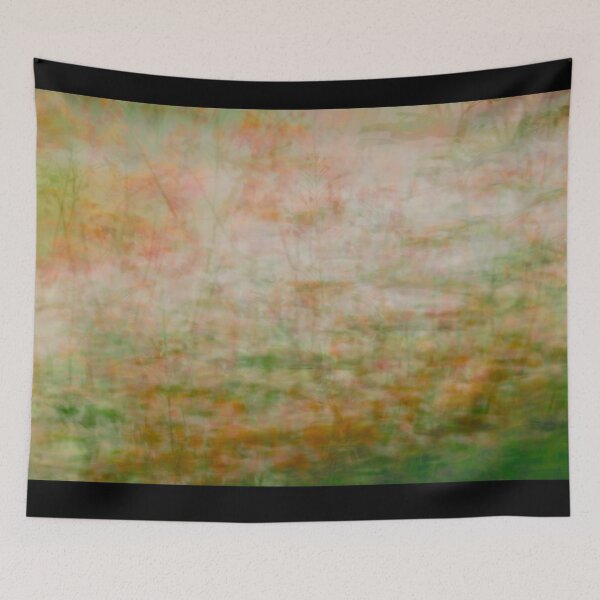 Item preview, A dreamy, pale multiple exposure where orange flowers and green stems appear as soft, ghost-like silhouettes against a bright background. designed and sold by AbulailArt.
