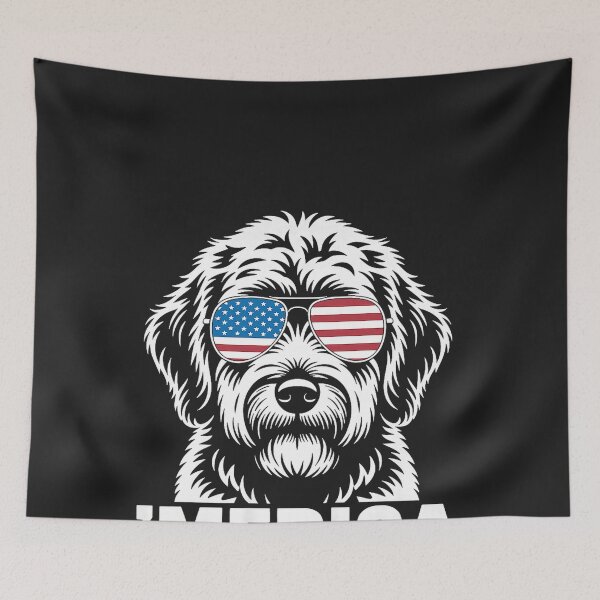 Item preview, Patriotic USA American Flag 4th of July Labradoodle designed and sold by CriseldaBruning.