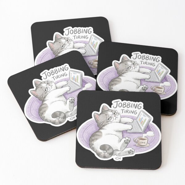 Item preview, Jobbing Is Tiring Funny Cat With Glasses Sticker designed and sold by CrystalMineArts.