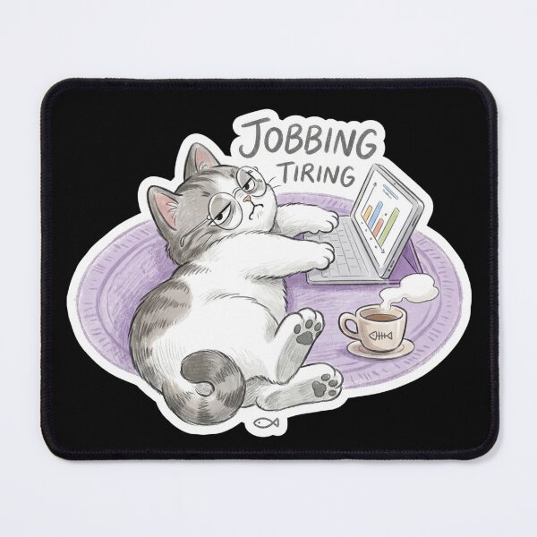 Item preview, Jobbing Is Tiring Funny Cat With Glasses Sticker designed and sold by CrystalMineArts.