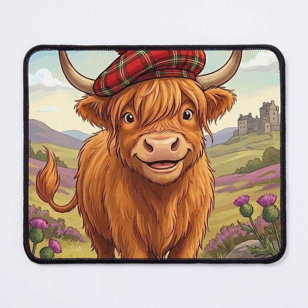 Item preview, Scottish Highland Cow Scotland Cute Tartan Animal Illustration designed and sold by Ar0undTheW0rld.