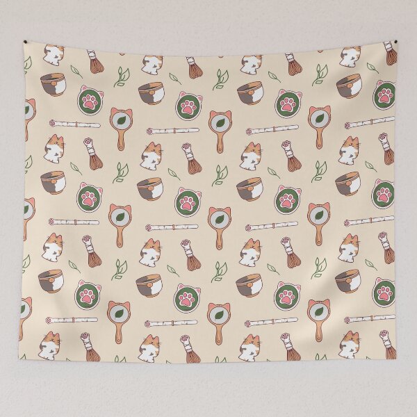 Item preview, Kawaii Matcha Cat Tea Ceremony Pattern designed and sold by BGMeYou.