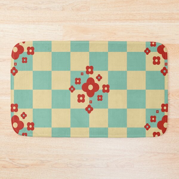 Item preview, Creme and light green Checkboard with red flowers designed and sold by StefanStudioArt.