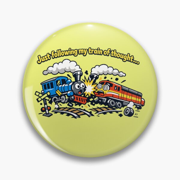 Item preview, Train of Thought Crash – Funny Cartoon Train Illustration designed and sold by Teacuppupdesign.