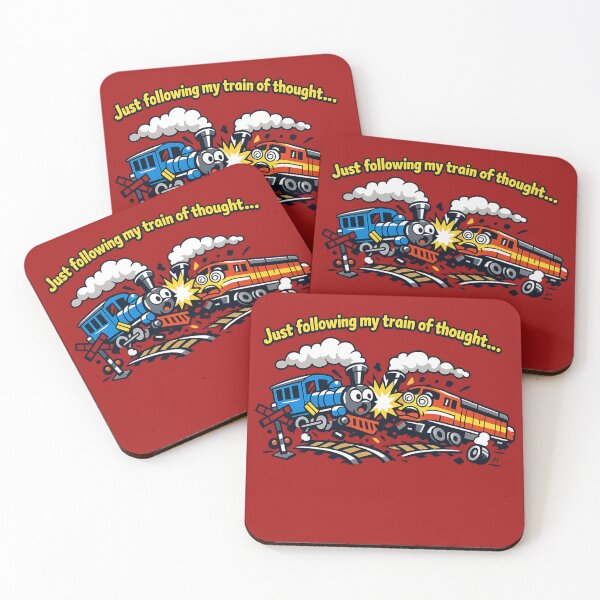 Item preview, Train of Thought Crash – Funny Cartoon Train Illustration designed and sold by Teacuppupdesign.