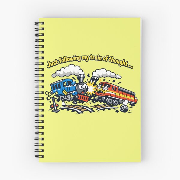 Item preview, Train of Thought Crash – Funny Cartoon Train Illustration designed and sold by Teacuppupdesign.
