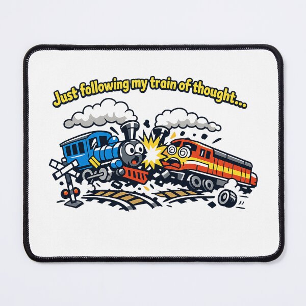 Item preview, Train of Thought Crash – Funny Cartoon Train Illustration designed and sold by Teacuppupdesign.