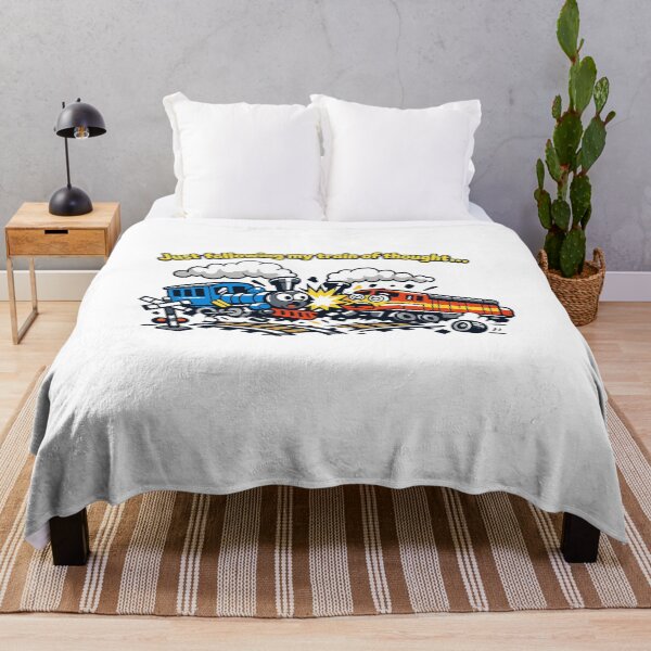 Item preview, Train of Thought Crash – Funny Cartoon Train Illustration designed and sold by Teacuppupdesign.